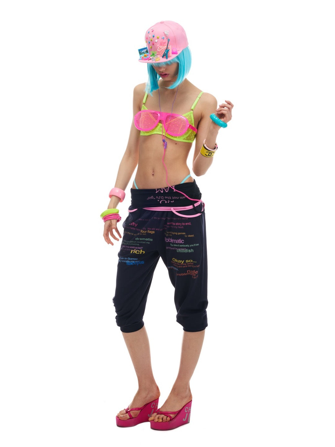 Colourful Slogan Drawstring Sweatpants