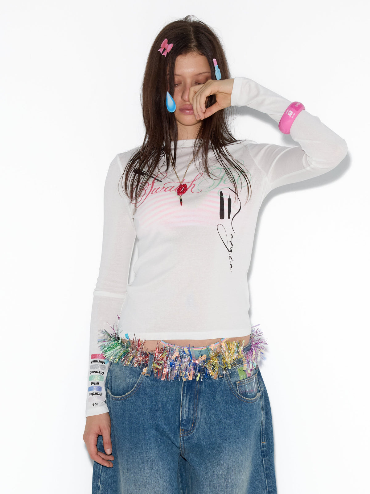 NORGIRA Eyeshadow Swatch Glitter Long-Sleeve Tee
