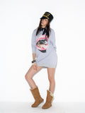 NORGIRA Lip Print Bow Hooded Sweatshirt Dress