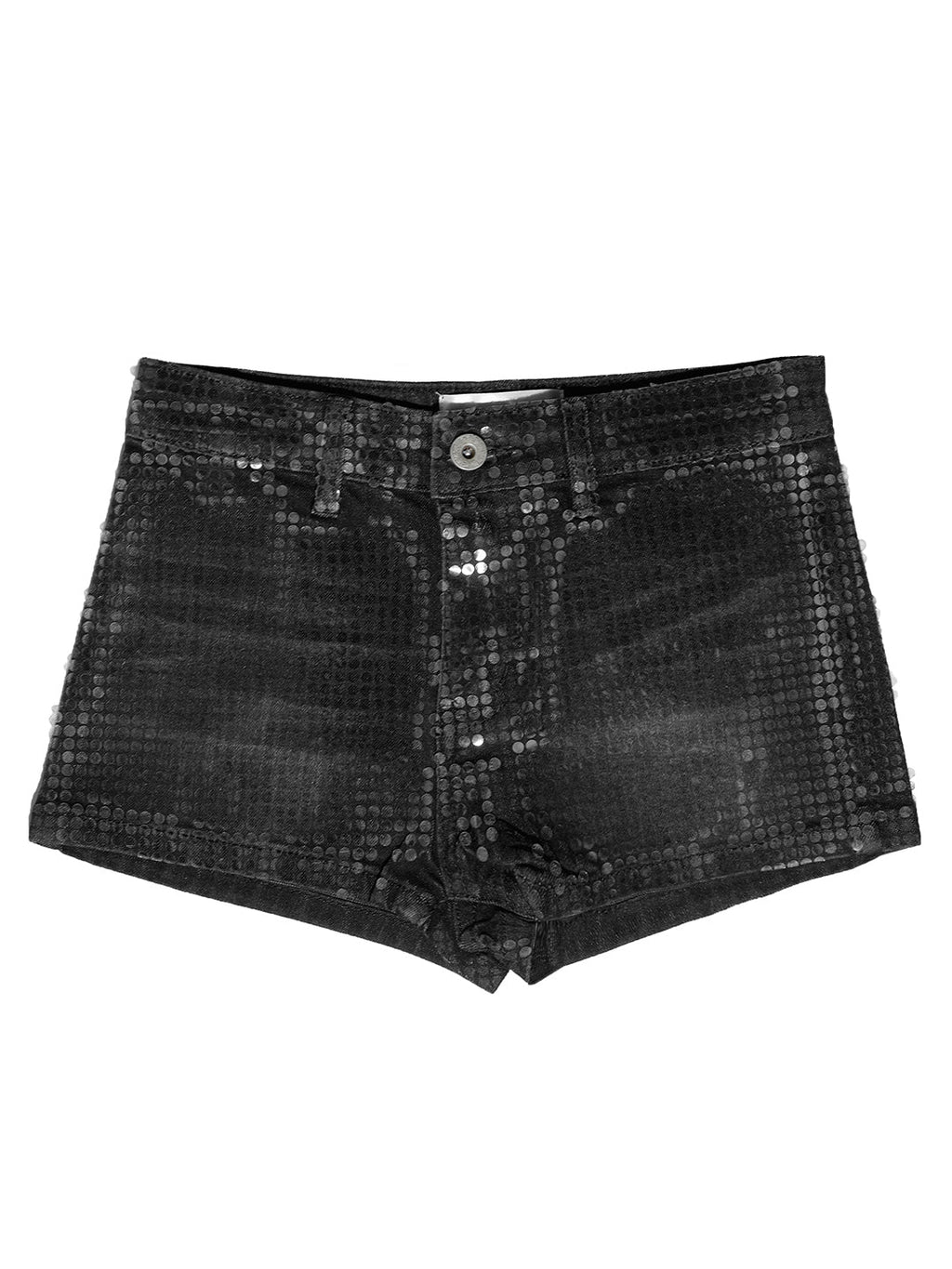 Washed Sequin Denim Shorts