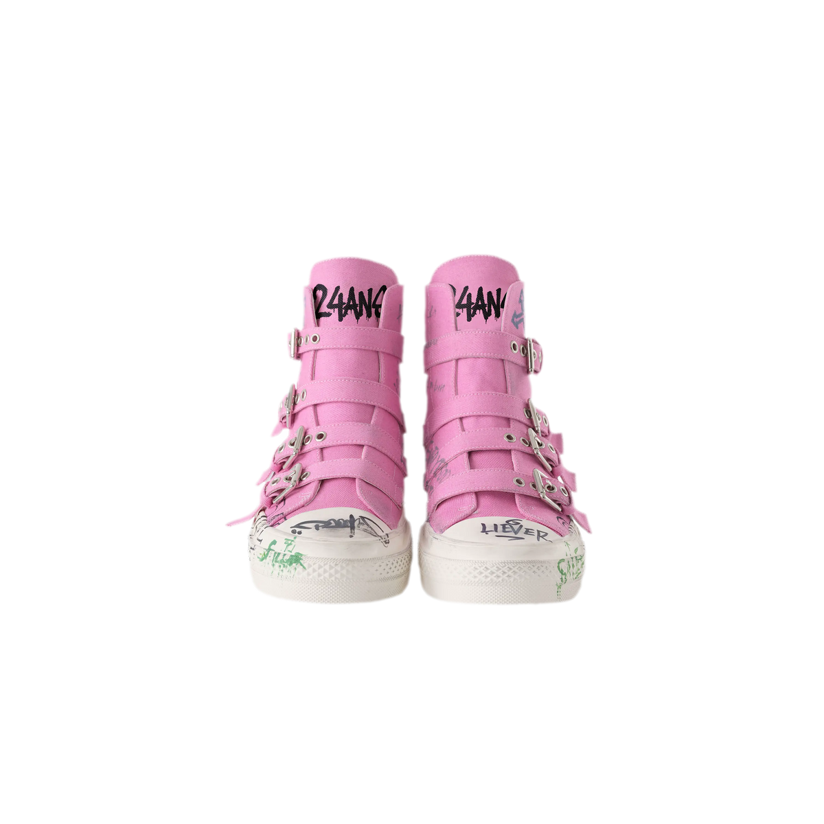 Pink graffiti high-top sneakers