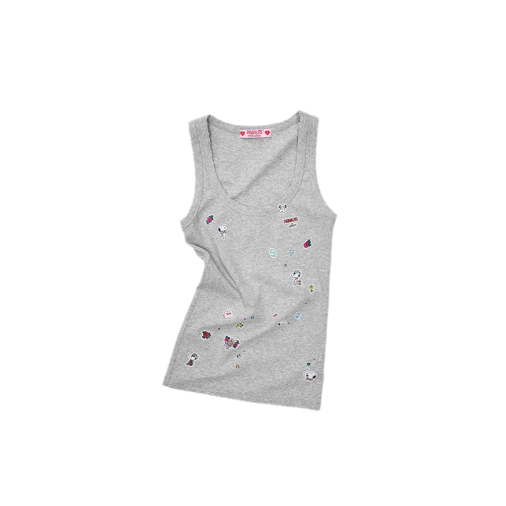 Washed Ribbed Scoop-Neck Rhinestone Tank Top