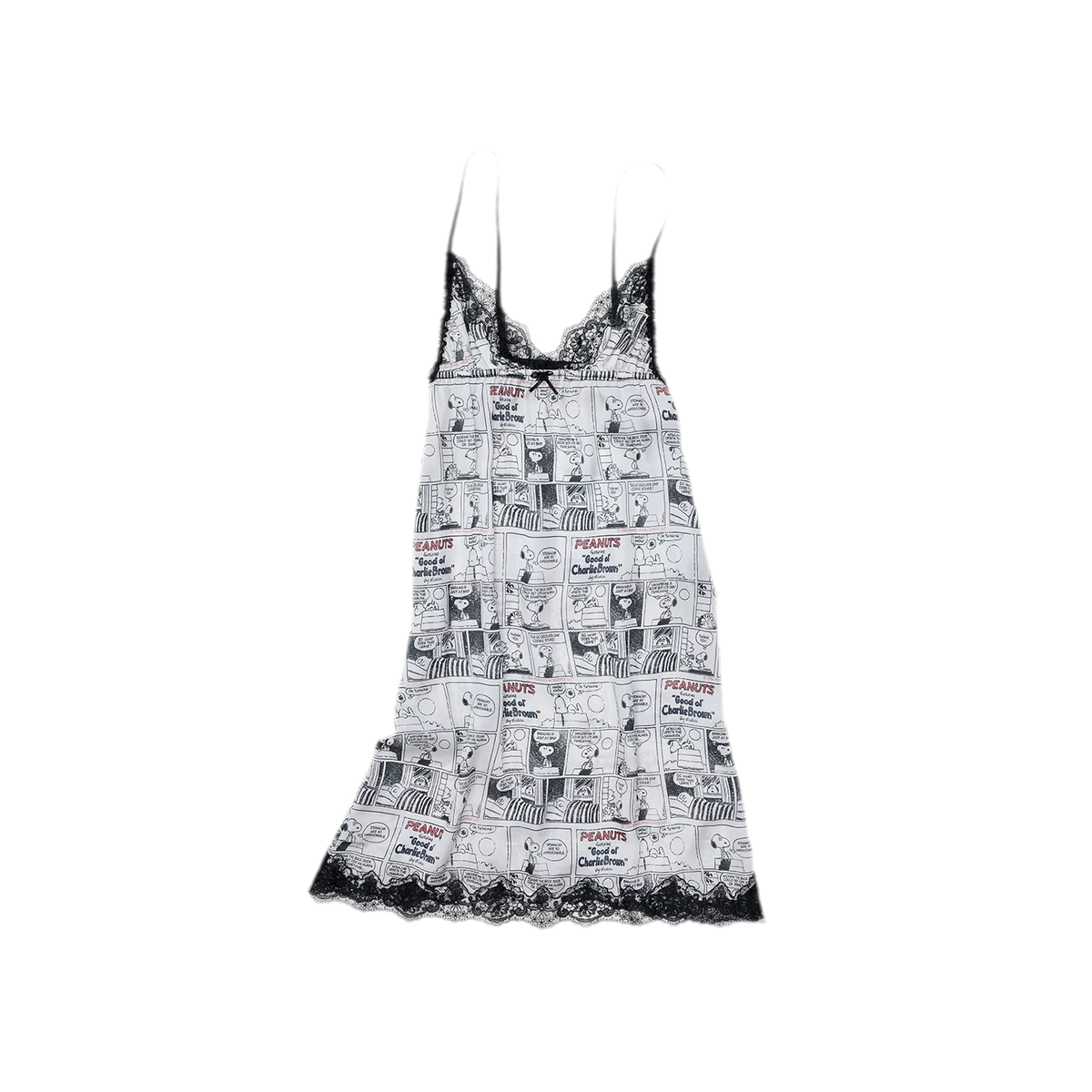 Vintage Newspaper Print Lace Trim Camisole Dress