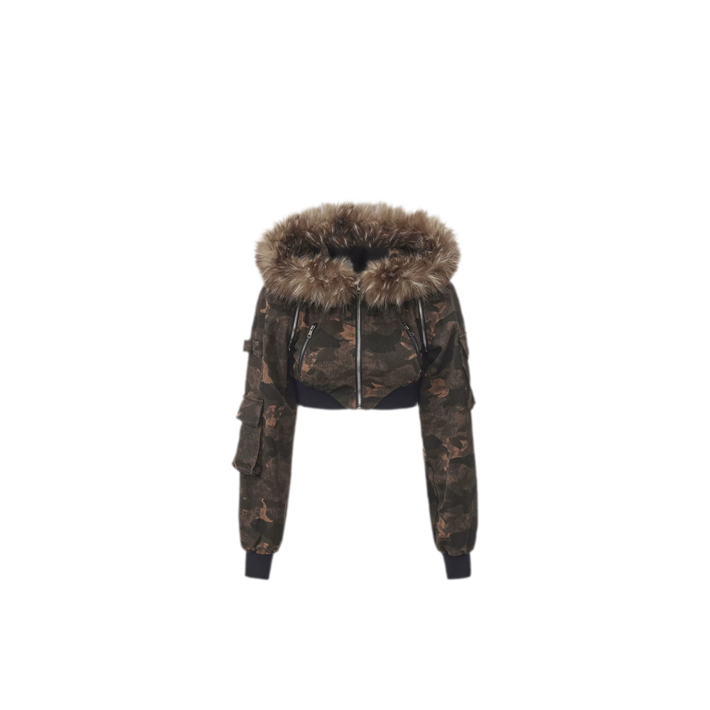 24ANS Camouflage Cropped Jacket Skirt Set - jacket
