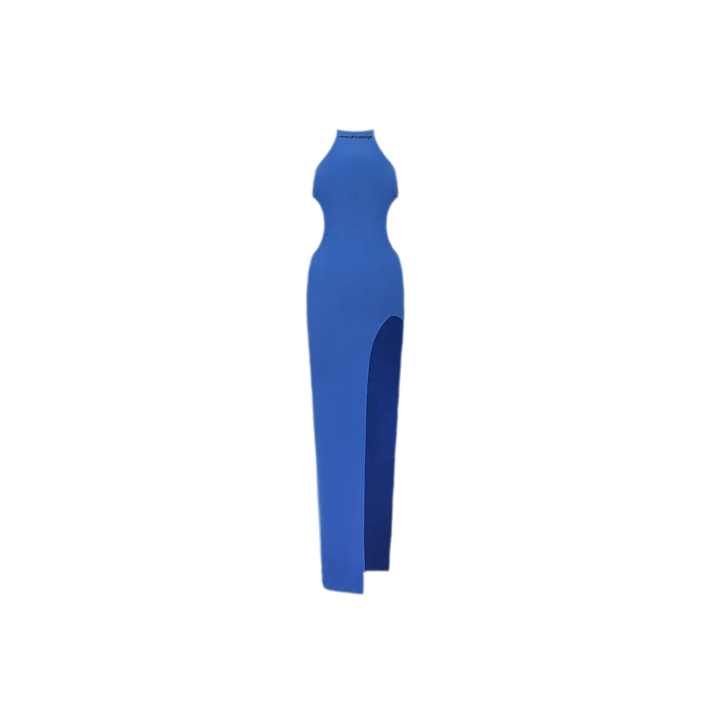NOLA Backless Halter Slit Long Dress – Open Back Bodycon Maxi