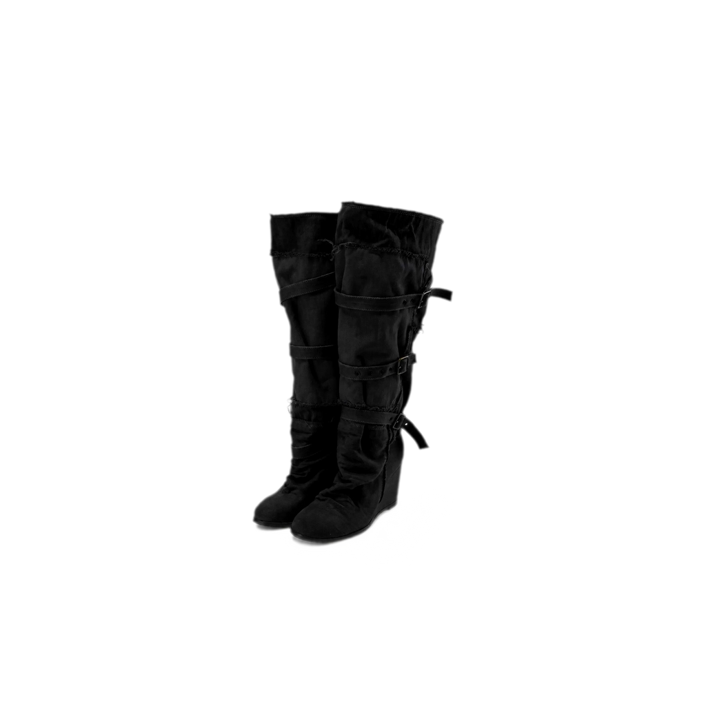 24ANS Distressed Pleated Wedge Boots - sku colors