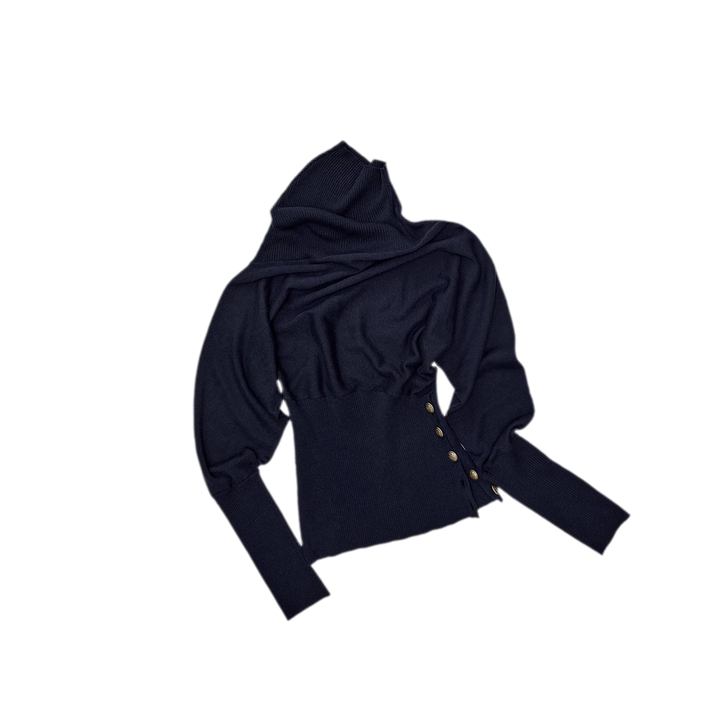 Acetate Cashmere Blend Batwing Turtleneck Sweater
