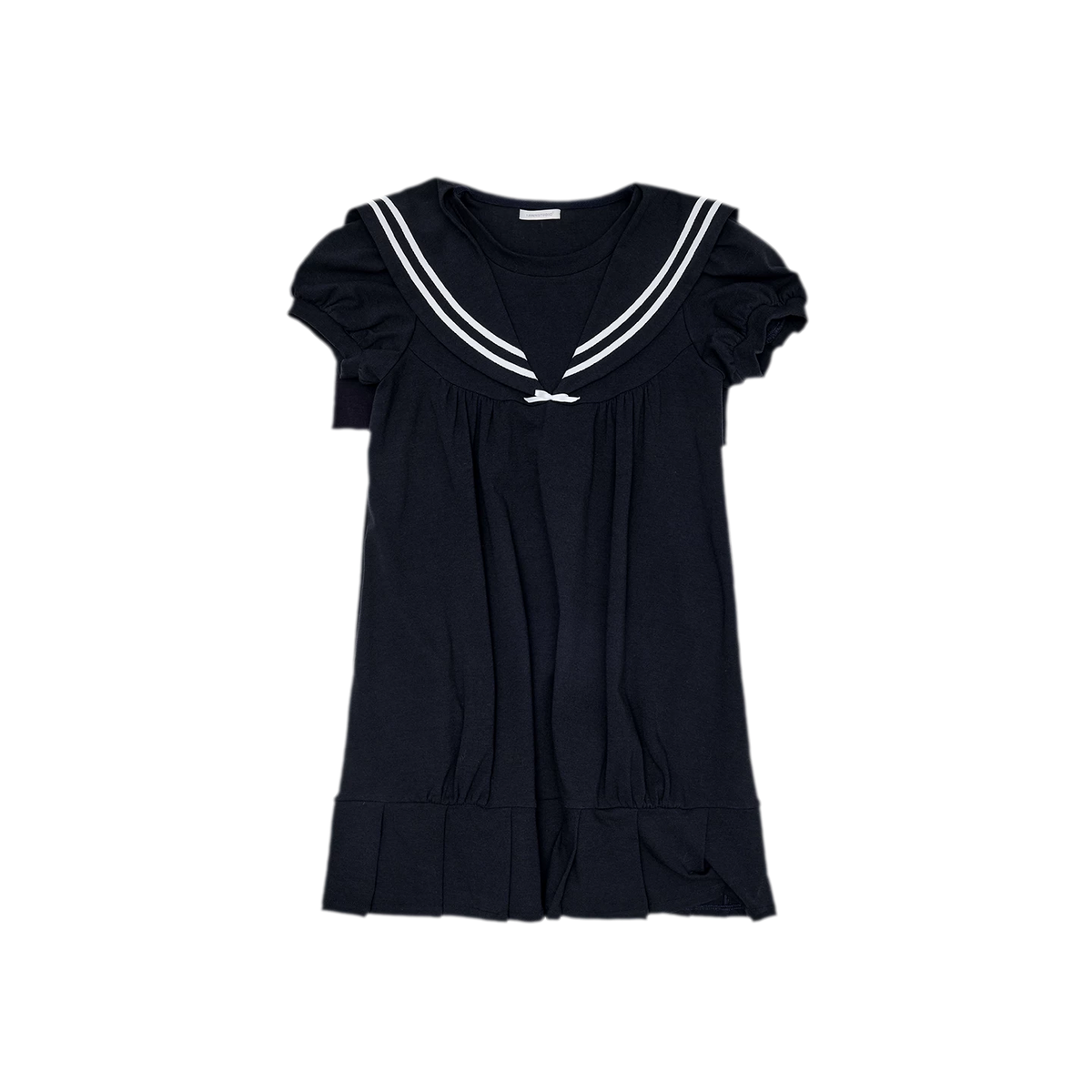 Retro Navy Collar Pleated Midi Dress - Navy Blue