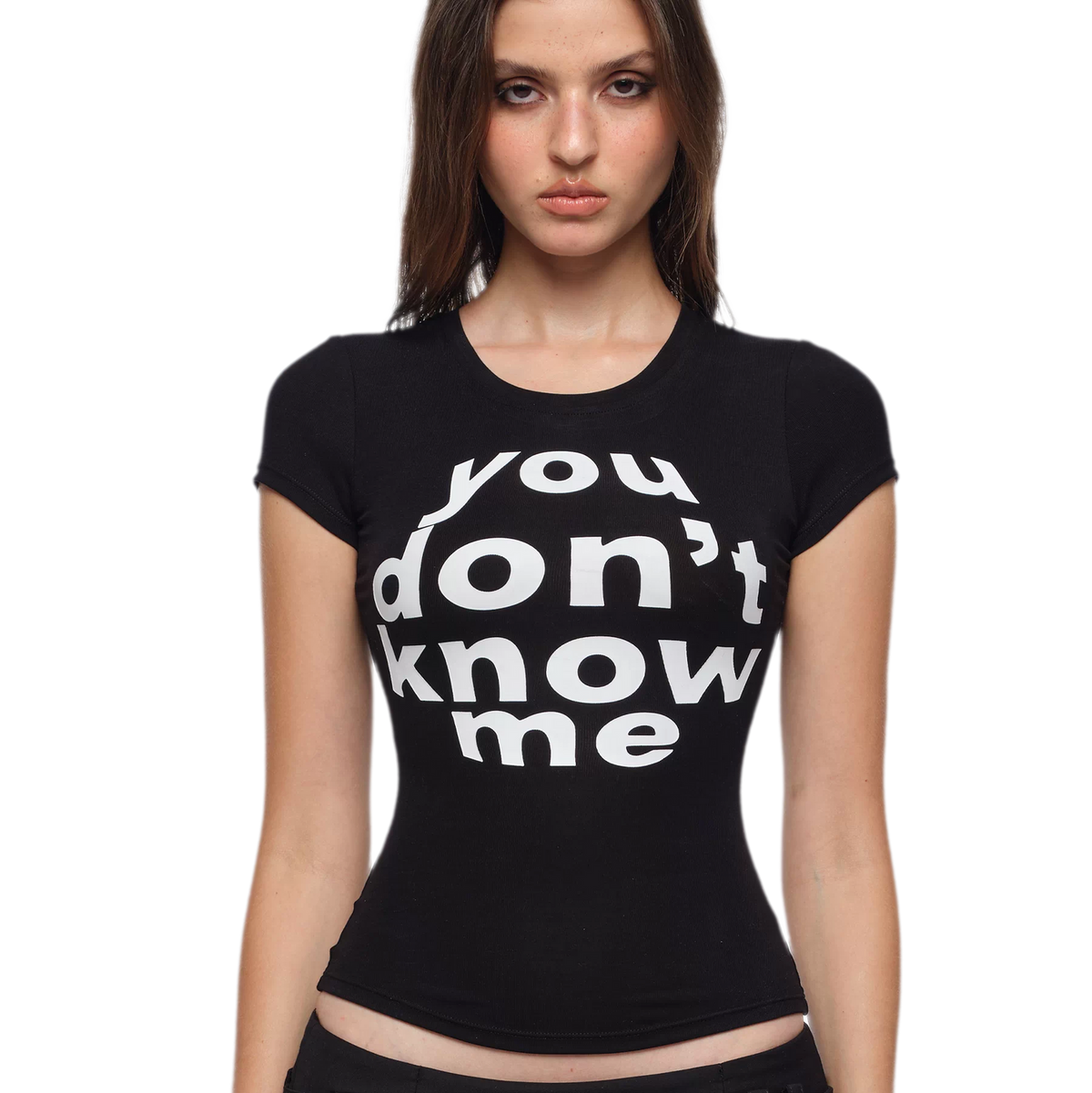 BUM STUDIO Slim Puff Logo Tee – Y2K Baby Tee with Raised Logo