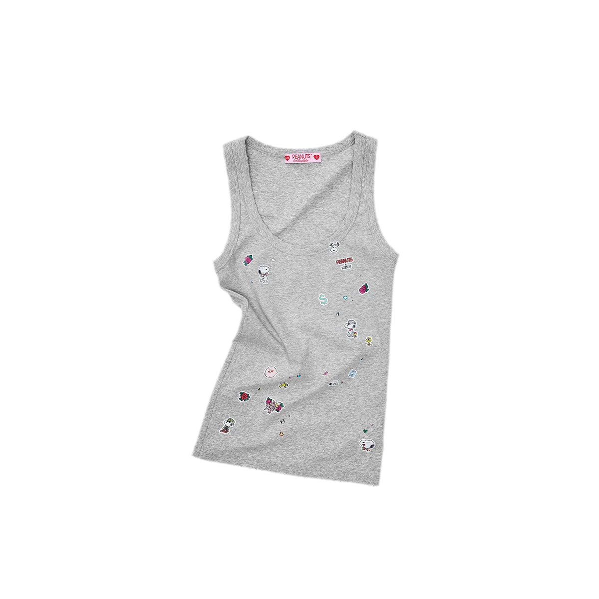 Washed Ribbed Scoop-Neck Rhinestone Tank Top