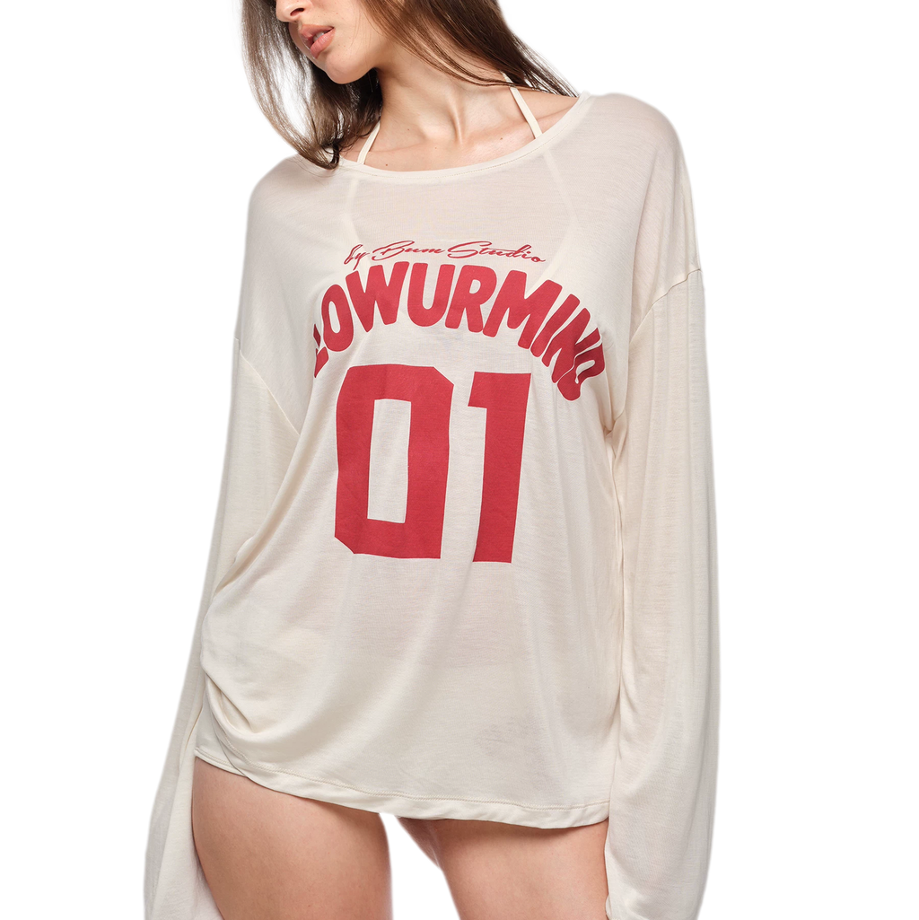 BUM STUDIO Loose Lyocell Three-Piece Set – Tee, Shorts & Bikini Top