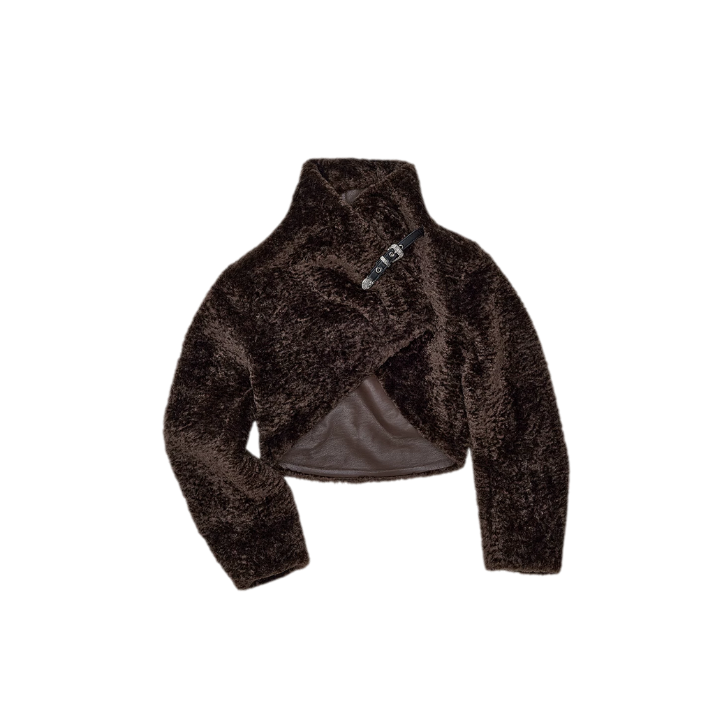 Plush Leopard Print Cropped Faux Fur Coat