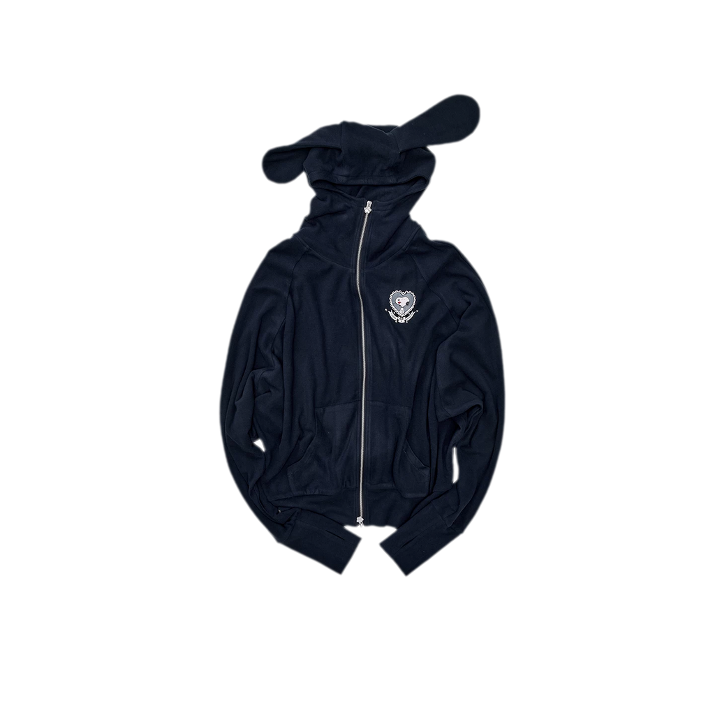 Brushed Knit Batwing Zip Hoodie Set with Dog-Ear Hood
