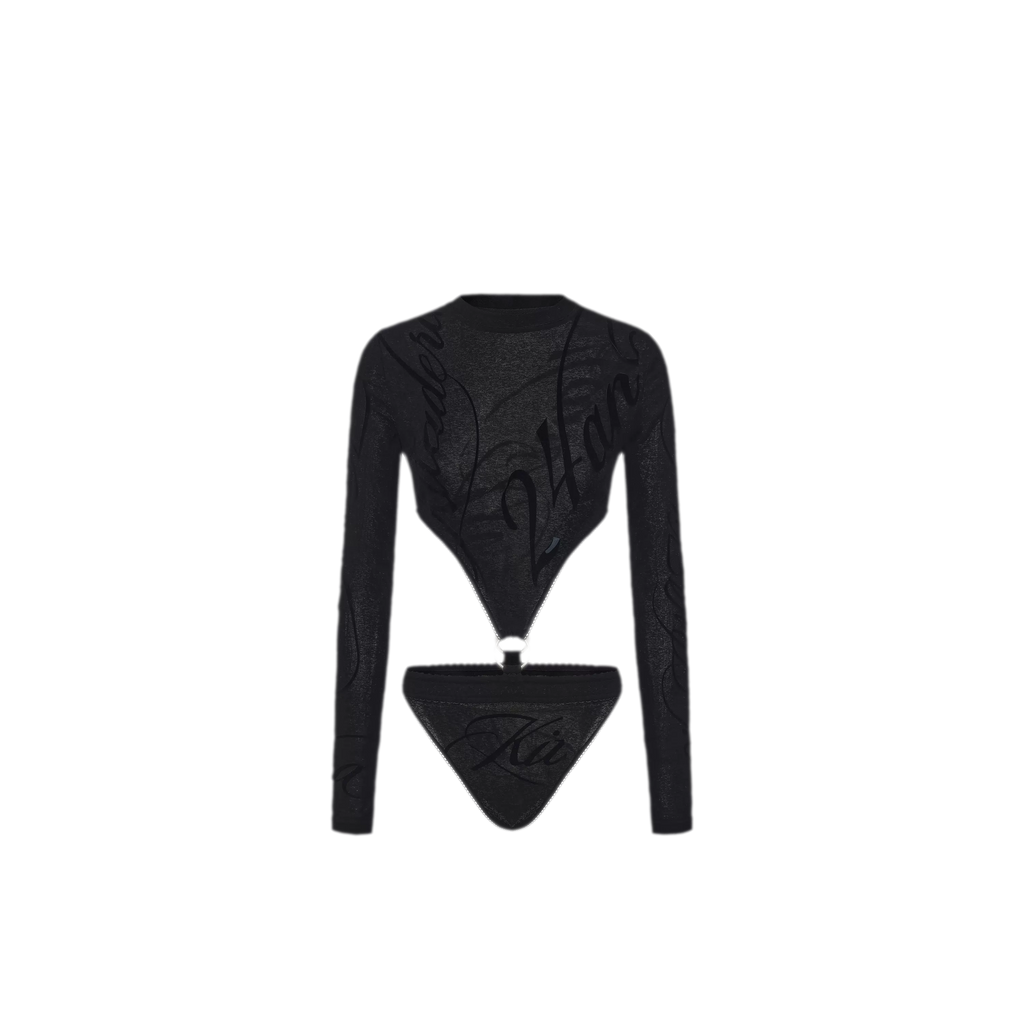 24ANS Flocked Cutout Fitted Bodysuit - sku