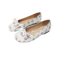 White floral bow ballet flats