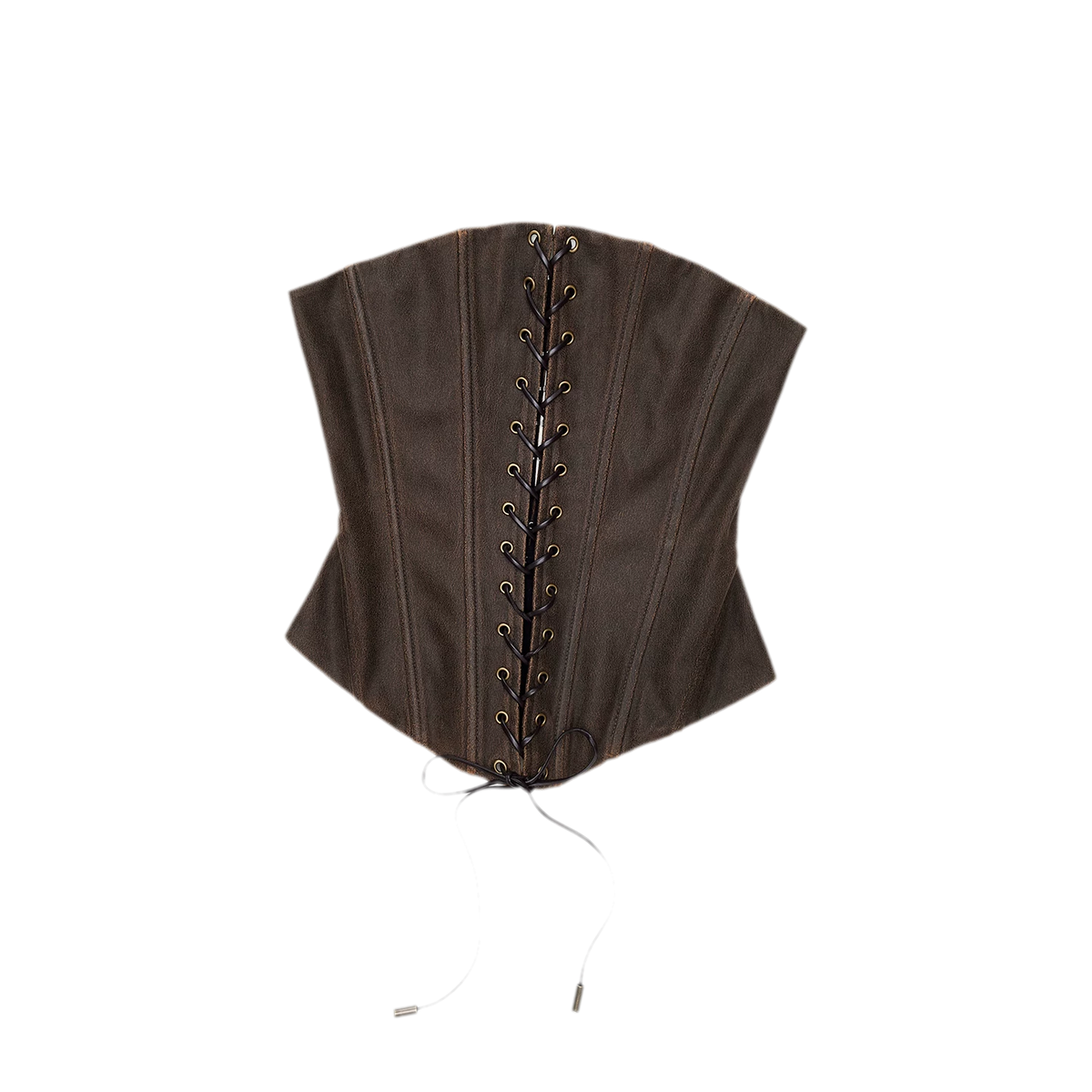 Washed Faux Leather Lace-Up Corset Belt