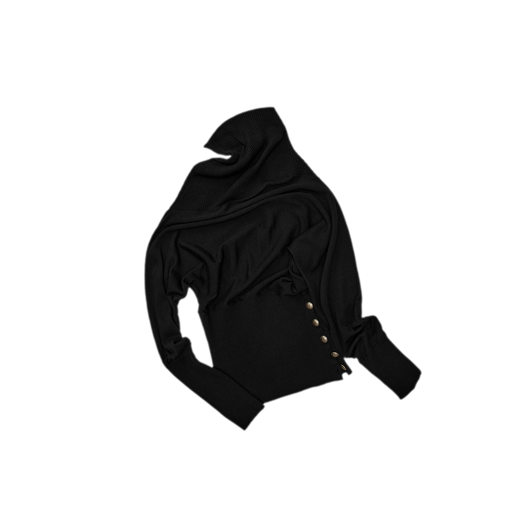 Acetate Cashmere Blend Batwing Turtleneck Sweater