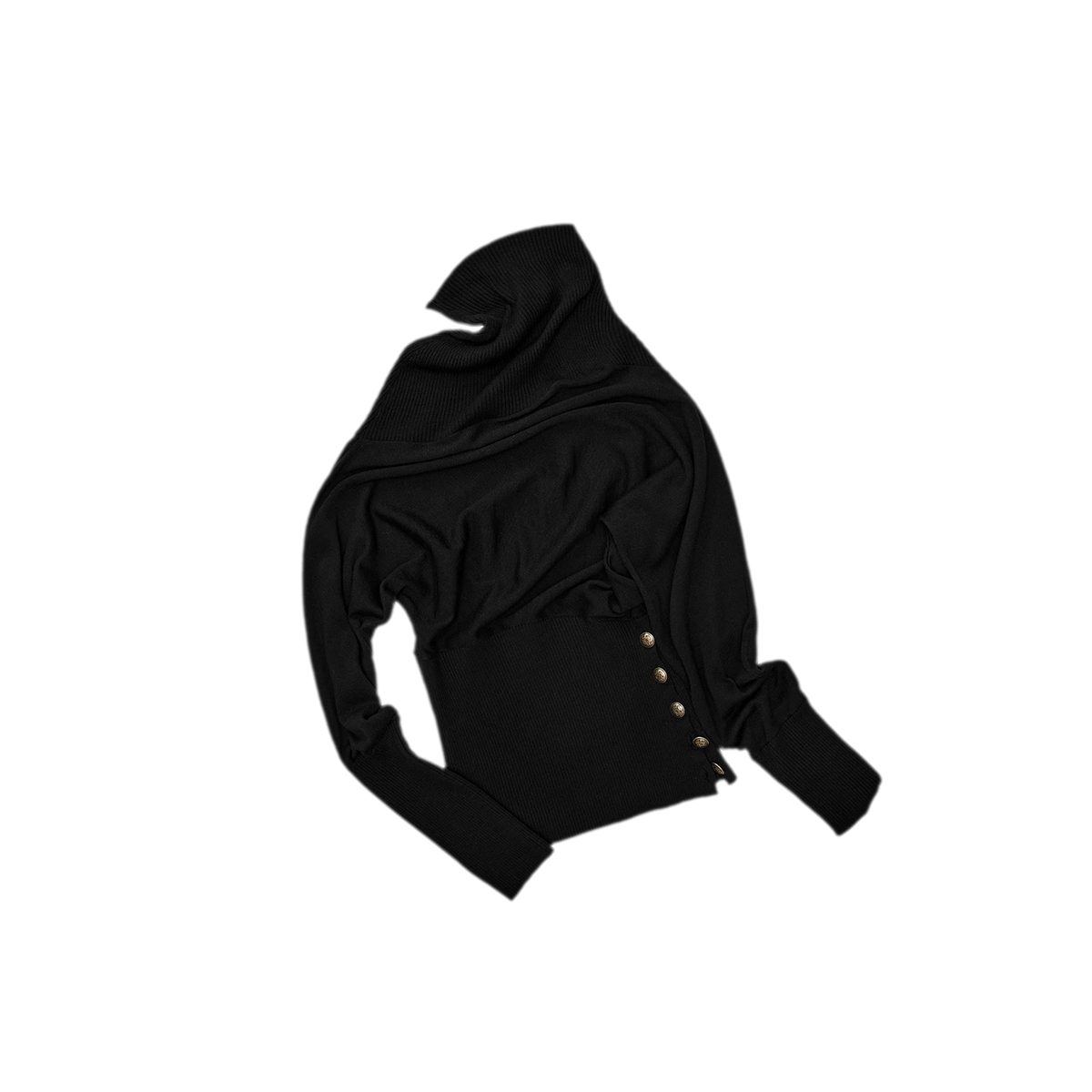 Acetate Cashmere Blend Batwing Turtleneck Sweater
