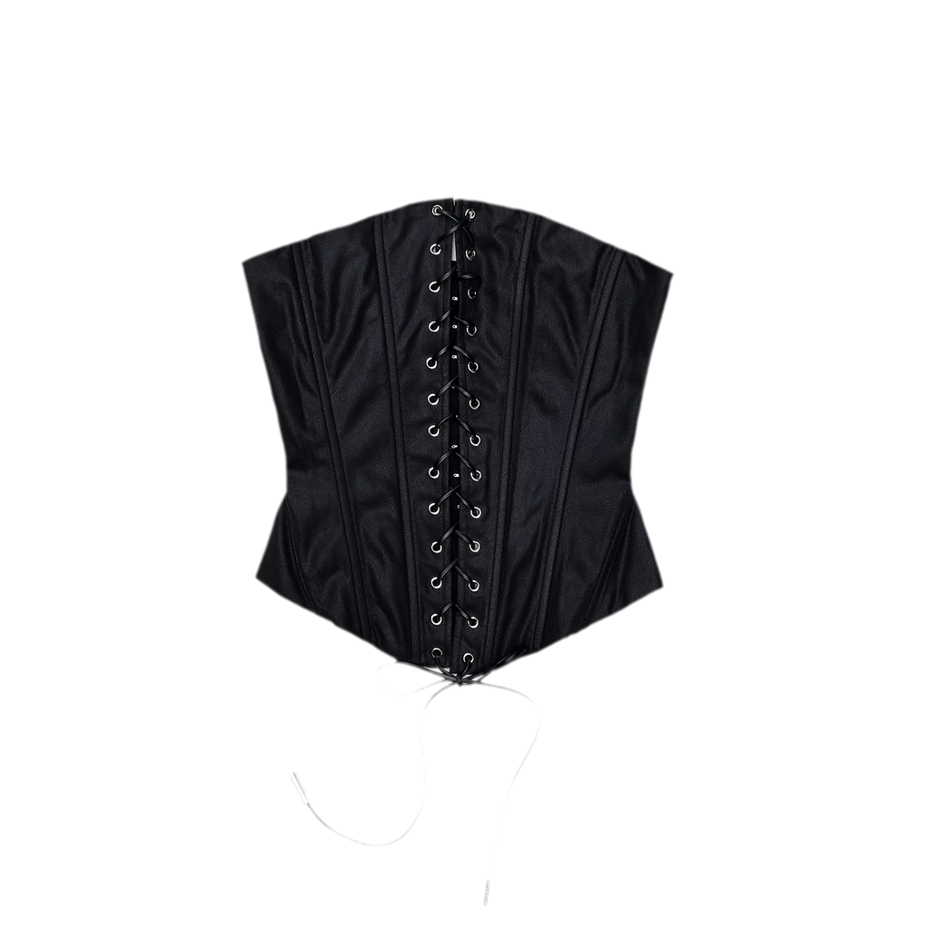 Washed Faux Leather Lace-Up Corset Belt