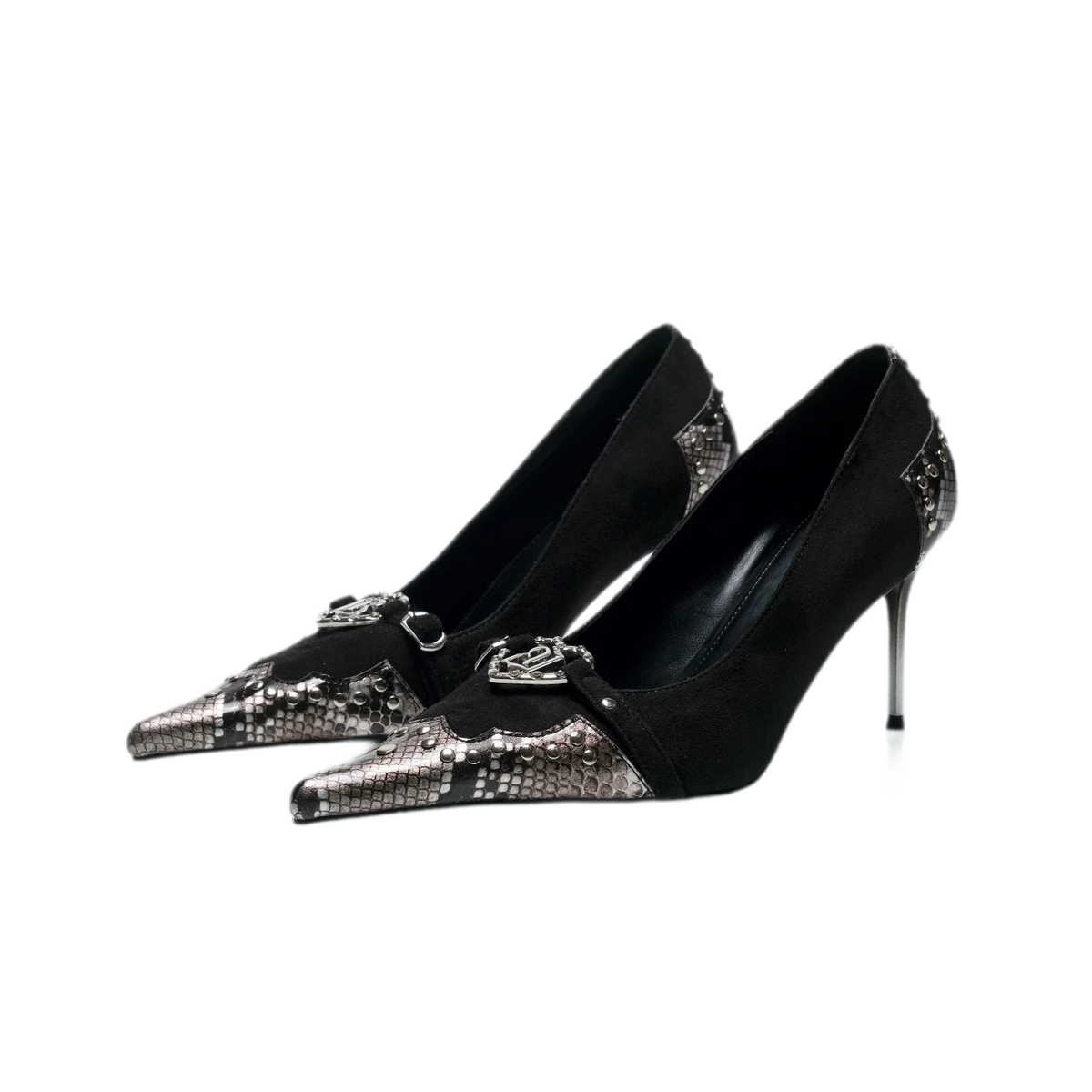 Snake-print gradient stiletto heels in black