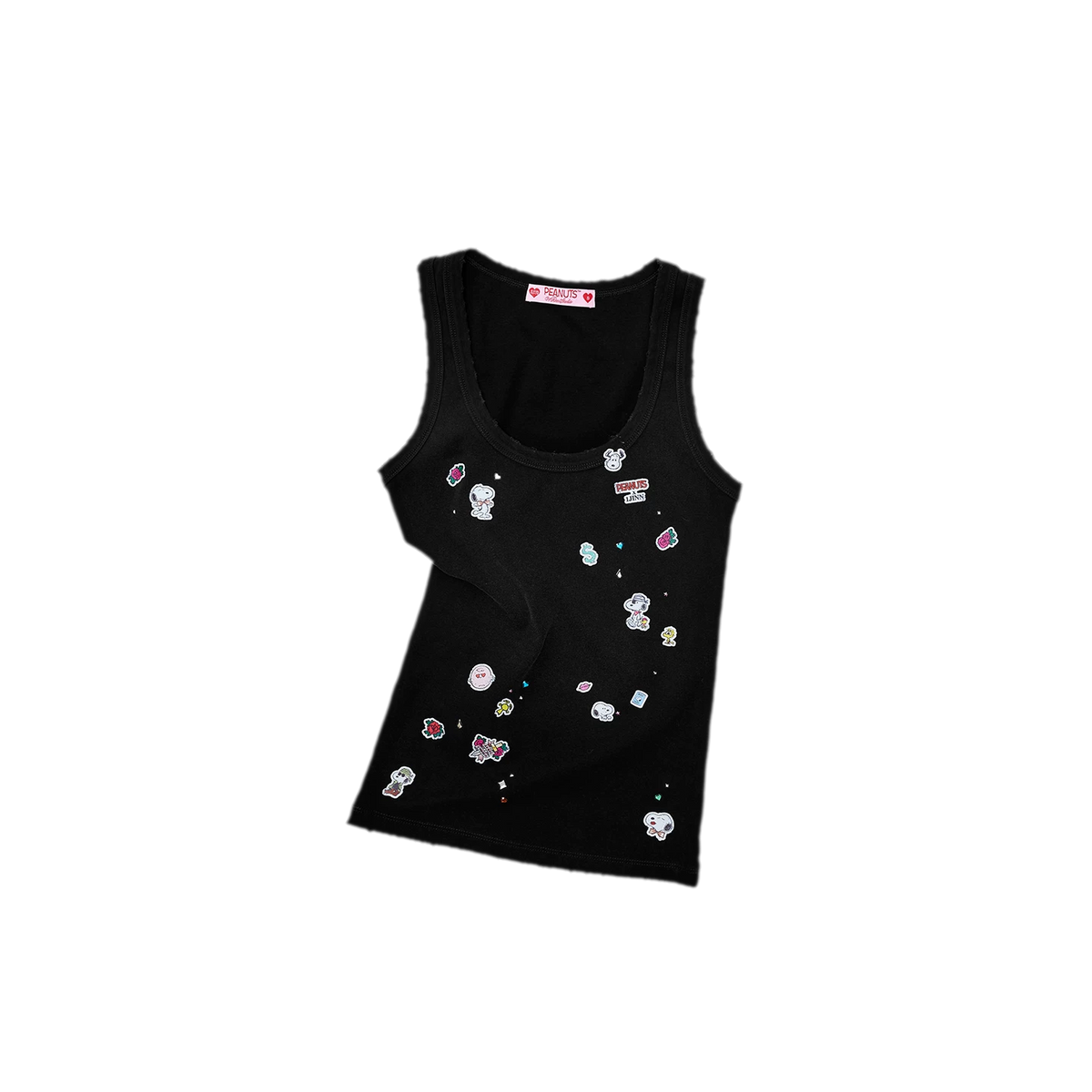 Washed Ribbed Scoop-Neck Rhinestone Tank Top