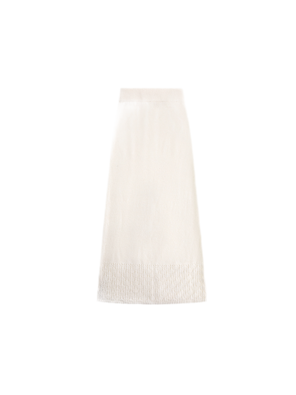 White Mohair Lace Knit Sweater & Skirt Set