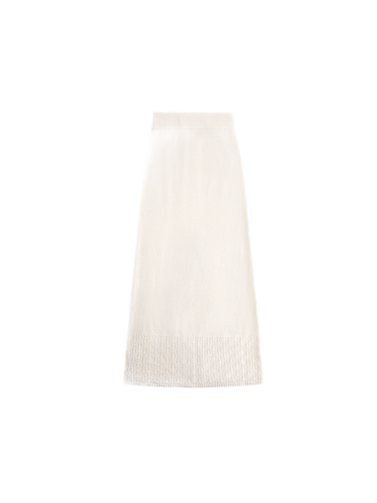 White Mohair Lace Knit Sweater & Skirt Set
