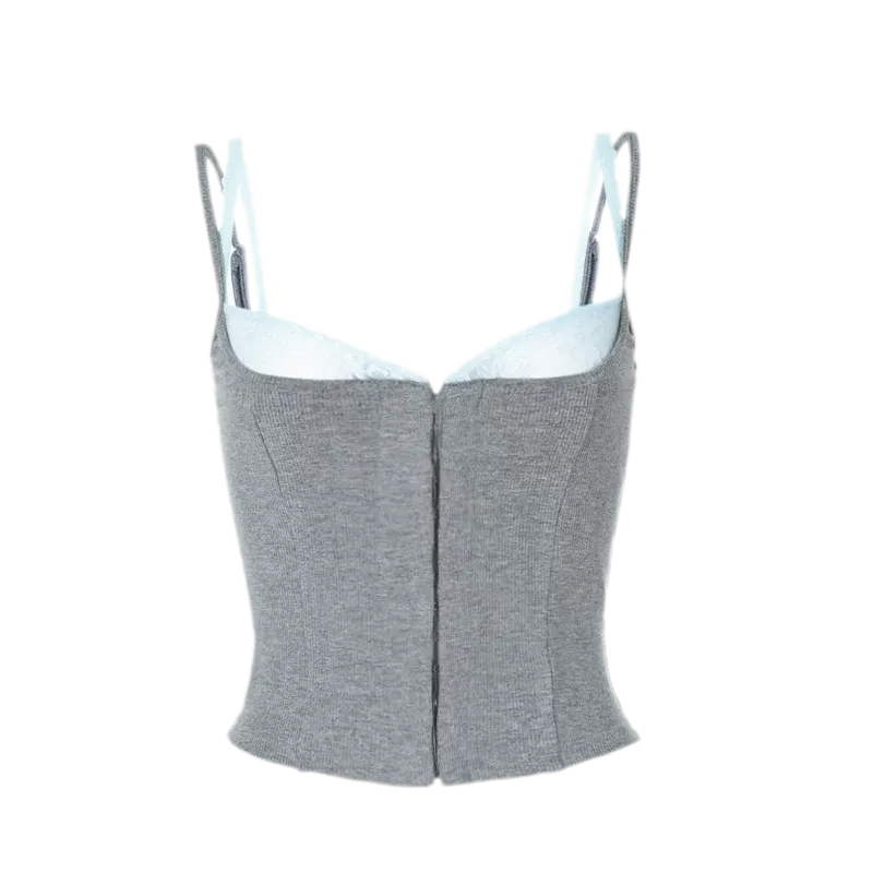 NOLA Lace Cutout Stretch Knit Set – Lace Trim Top, Cami, Shorts and Flared Pants