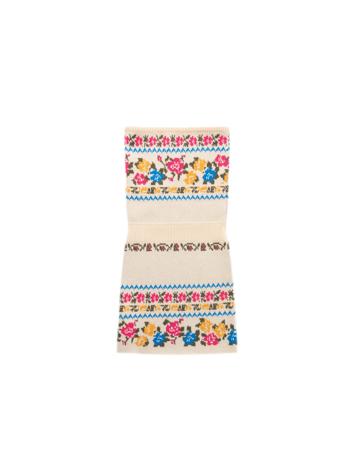 Vintage Fair Isle Rose Jacquard Knit Tube Mini Dress
