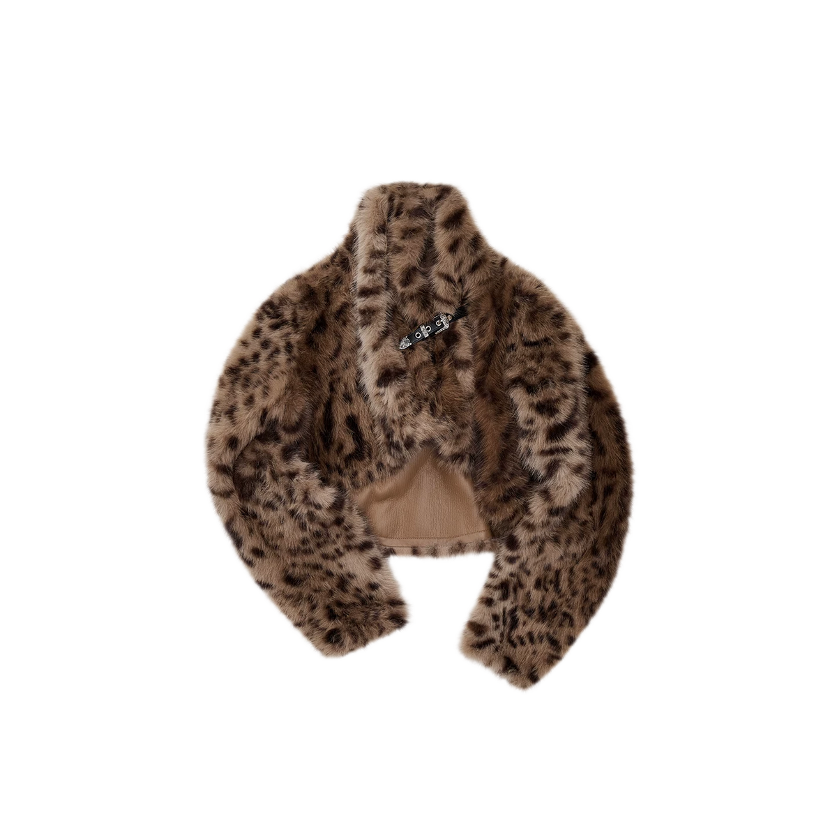 Plush Leopard Print Cropped Faux Fur Coat