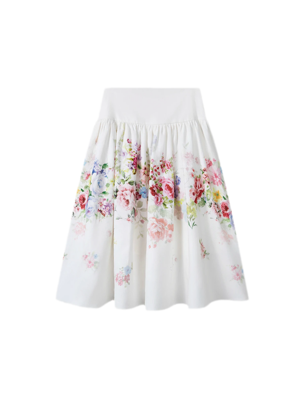 Vintage Floral Print Knit Sweater & Lyocell Skirt Set