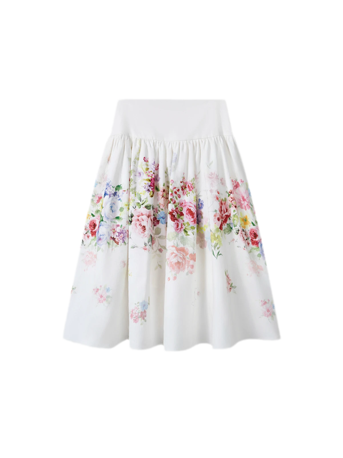 Vintage Floral Print Knit Sweater & Lyocell Skirt Set