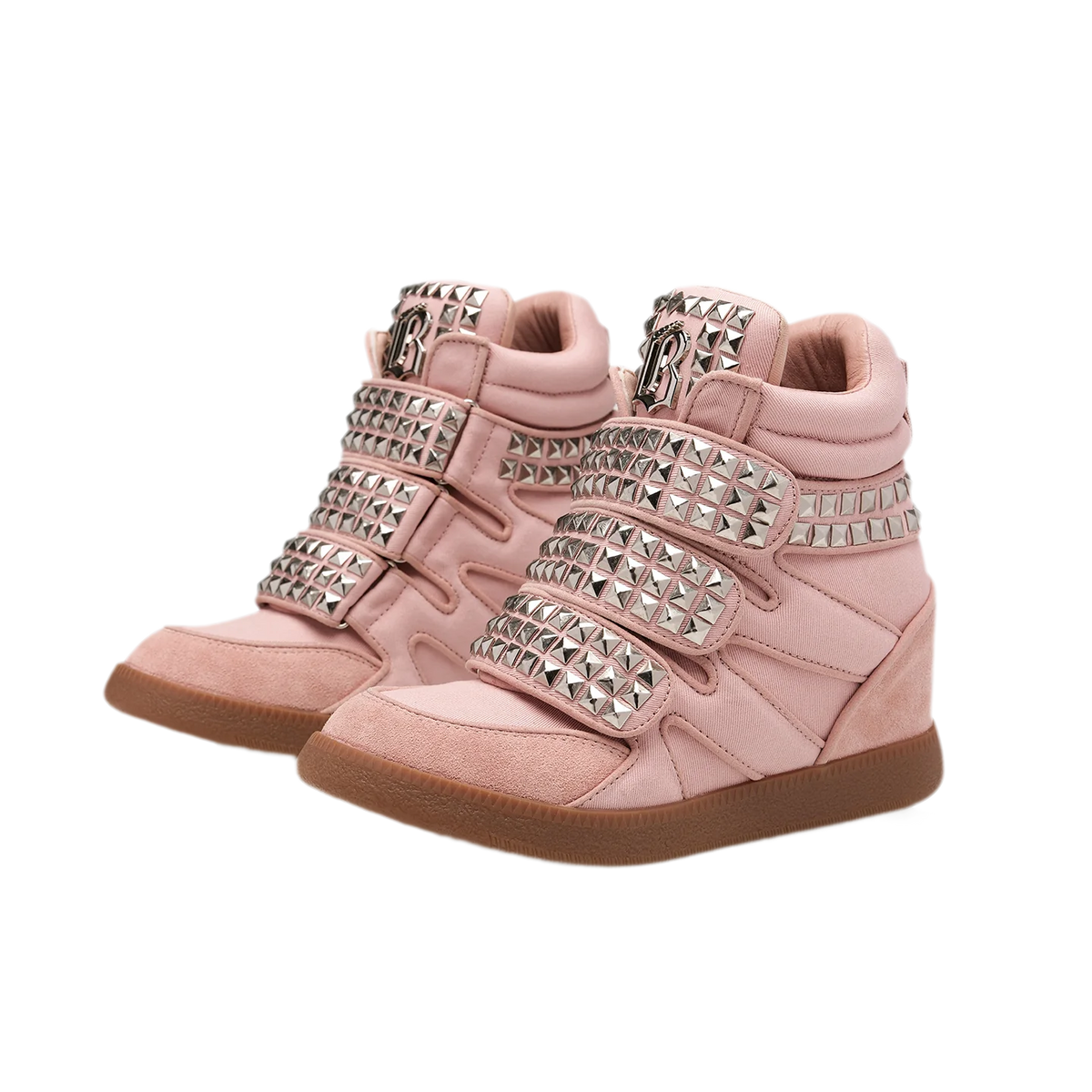 Pink rivet platform sneakers