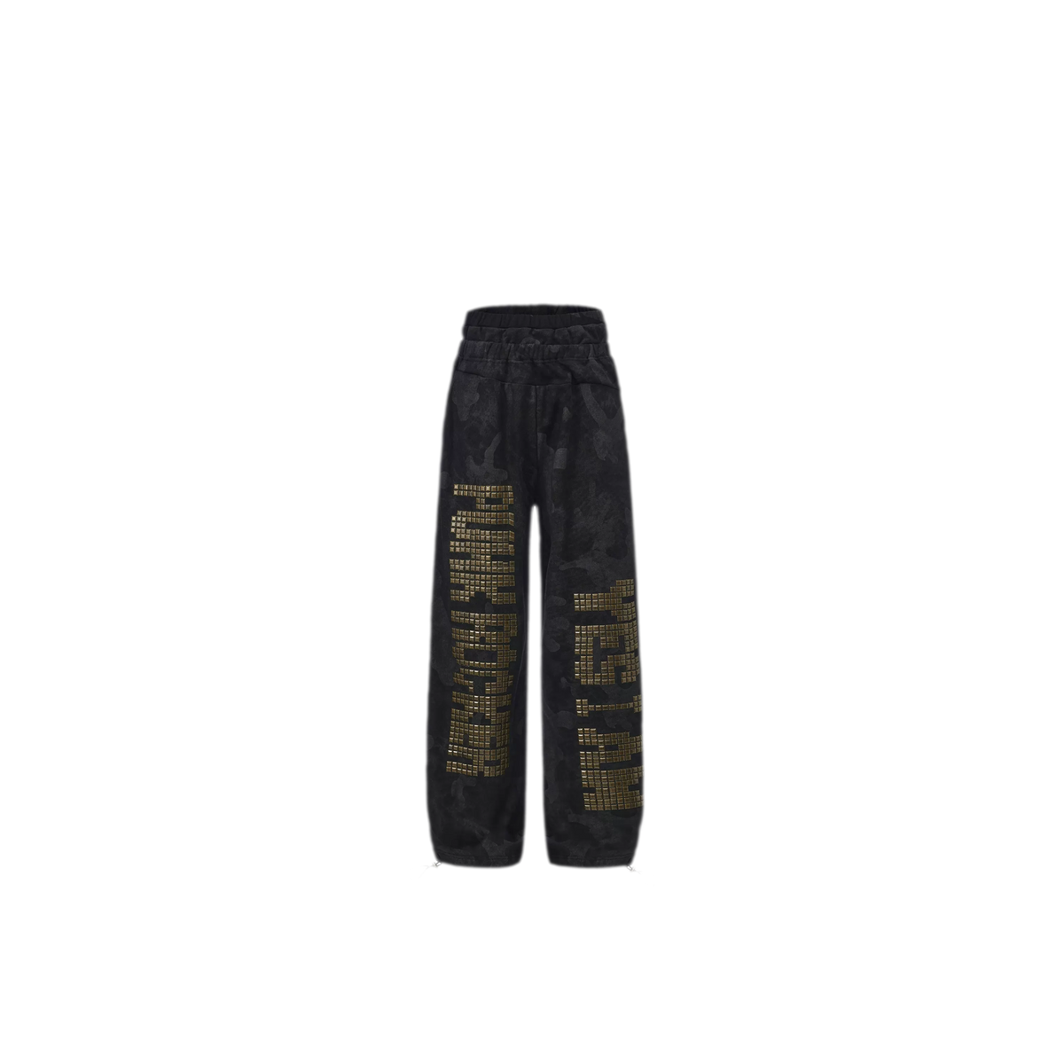 24ANS Camouflage Rhinestone Hoodie Sweatpants Set - black pants