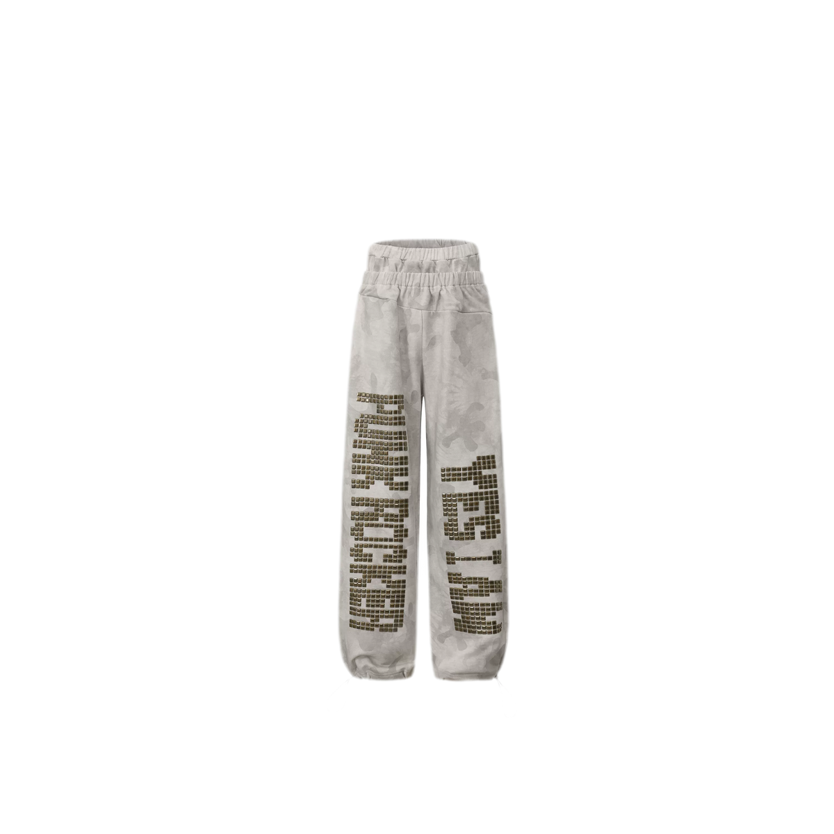 24ANS Camouflage Rhinestone Hoodie Sweatpants Set - white pants