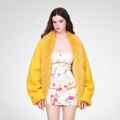 Reversible faux fur wool coat with batwing sleeves