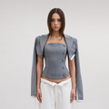 Deconstructive cropped suit set with strapless bustier