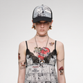Contrast panel comic print trucker cap
