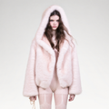 Reversible suede and faux fur hooded winter jacket